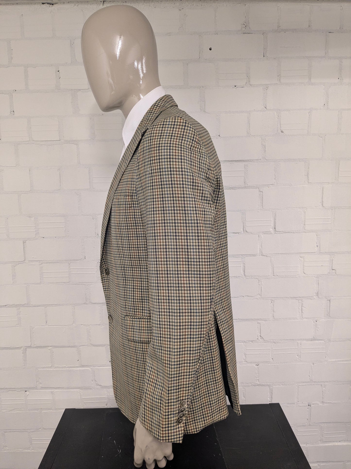 Giacca vintage in lana Eduard Pelger. Verde Rosso Blu Nero a quadretti. Taglia 52/L.