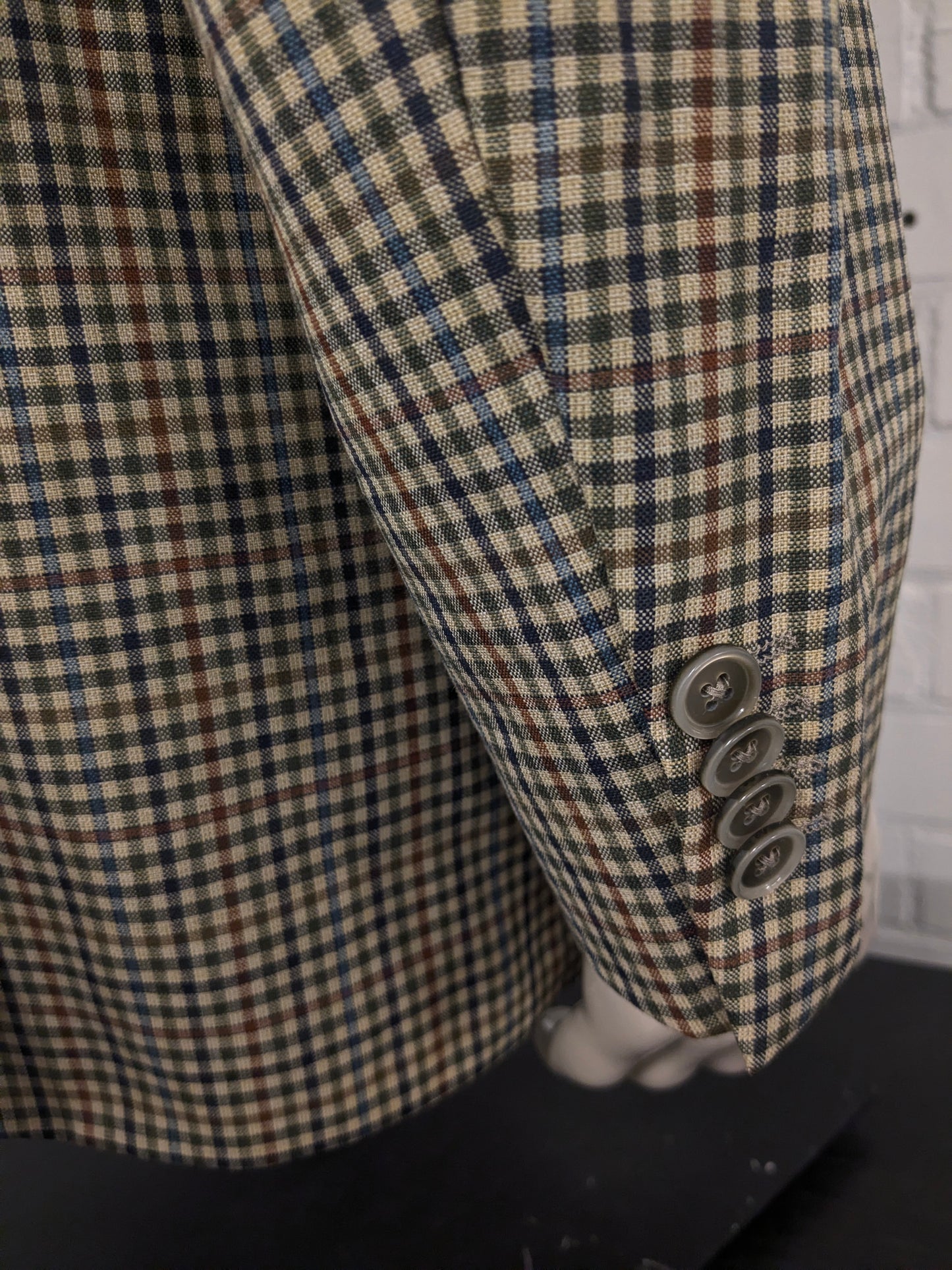 Giacca vintage in lana Eduard Pelger. Verde Rosso Blu Nero a quadretti. Taglia 52/L.