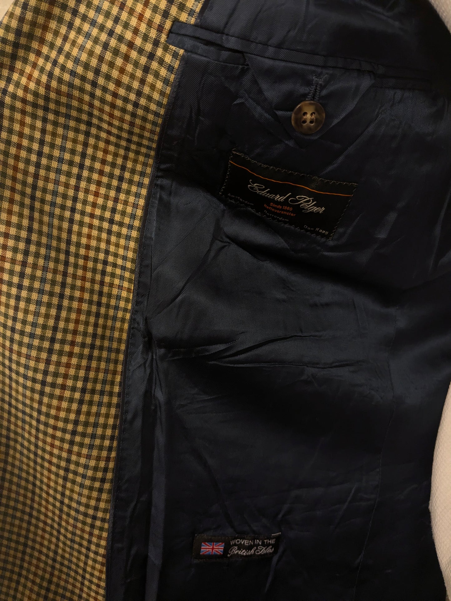 Giacca vintage in lana Eduard Pelger. Verde Rosso Blu Nero a quadretti. Taglia 52/L.