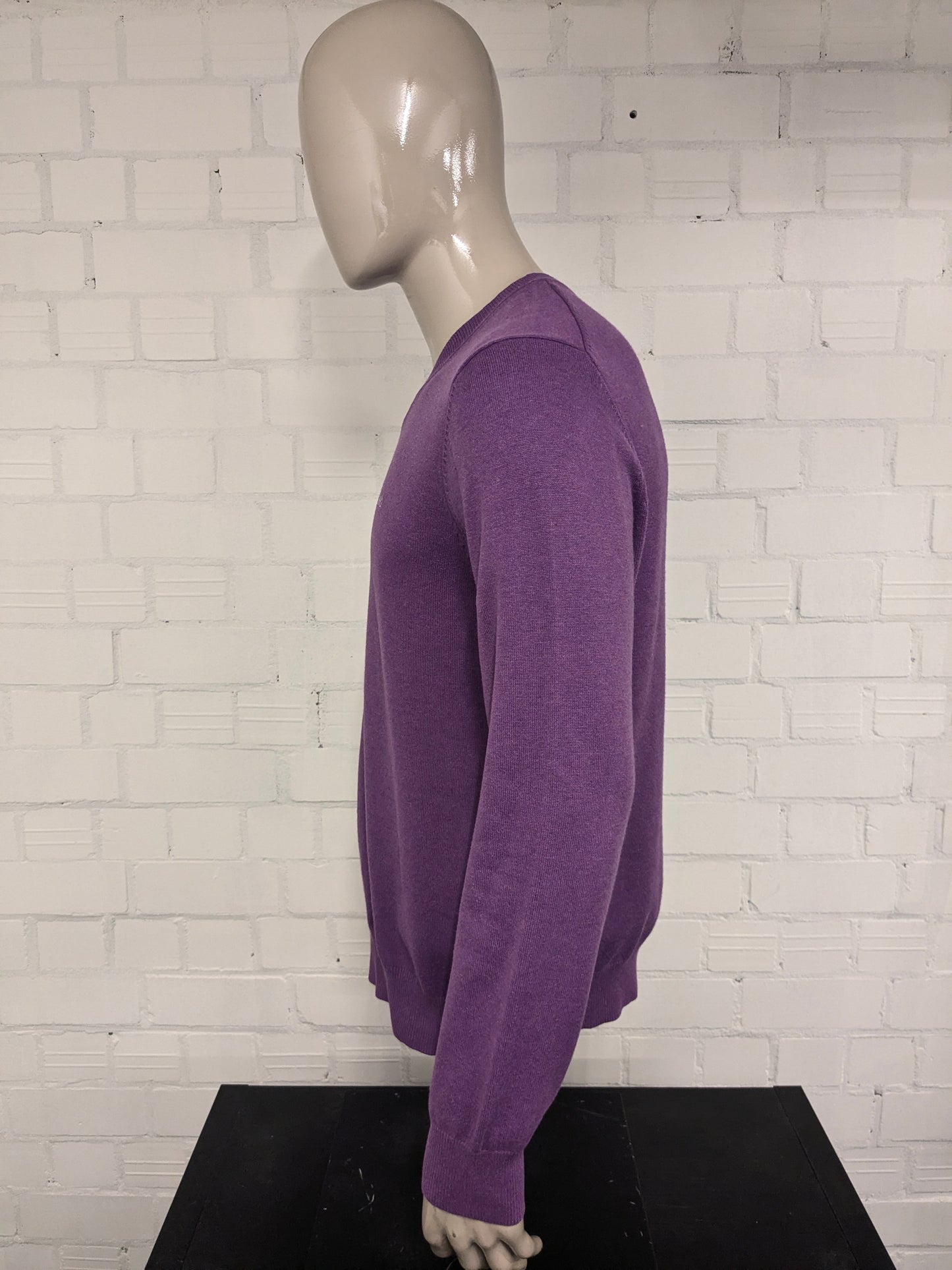 McGregor casual trui met V-Hals. Paars gemêleerd. Maat L.