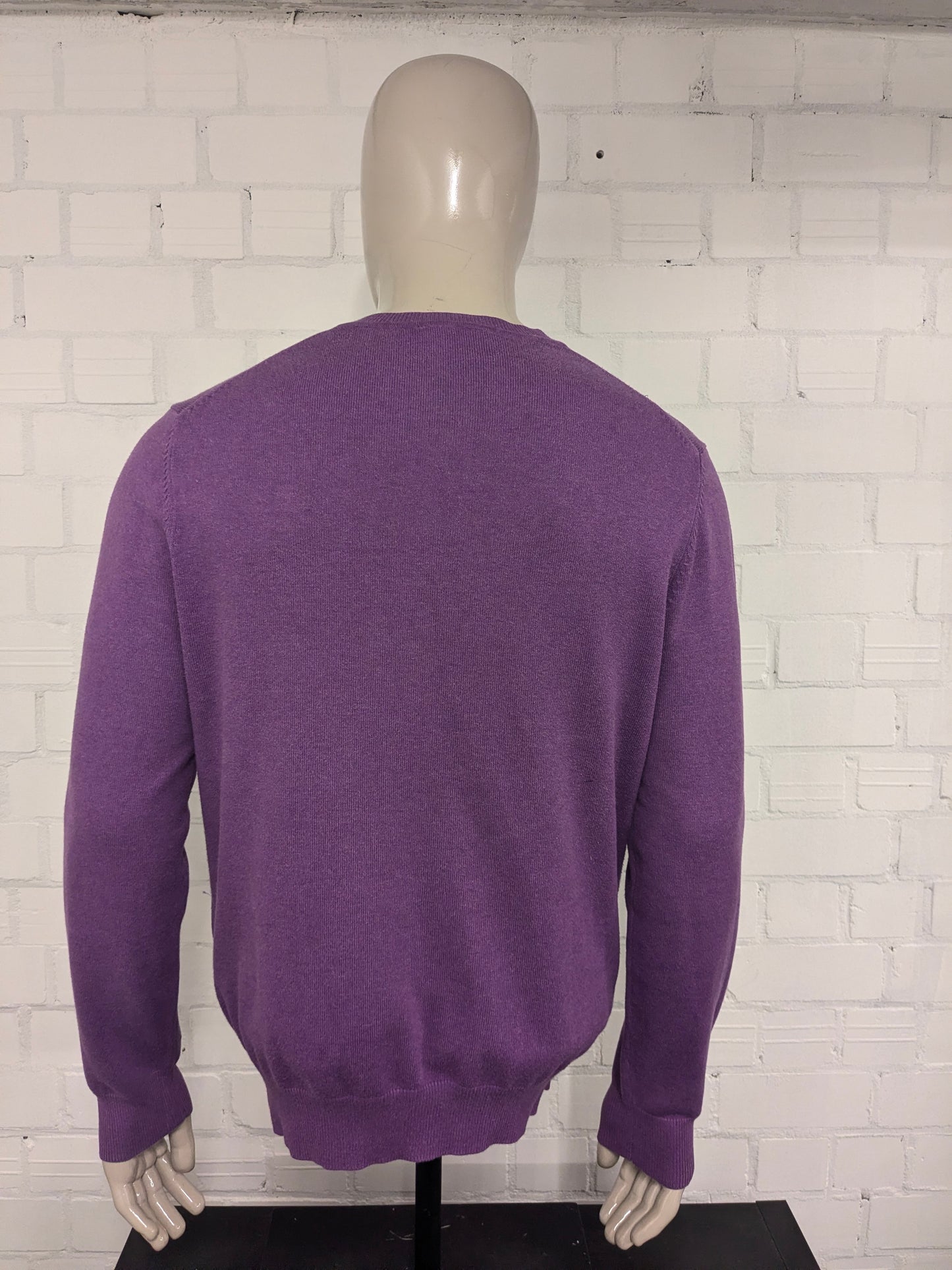 McGregor casual trui met V-Hals. Paars gemêleerd. Maat L.