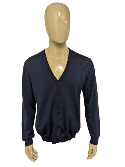 Profuomo 100% Merino Wollen vest. Donker Blauw gekleurd. Maat XL.