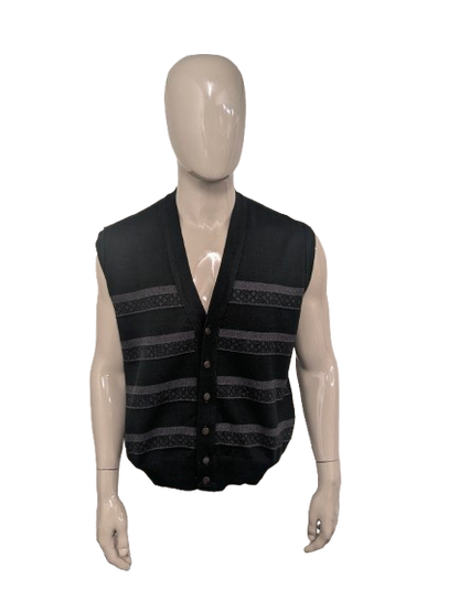 Spencer / cardigan en laine Castello vintage avec de beaux boutons. De couleur gris vert. Taille XL.