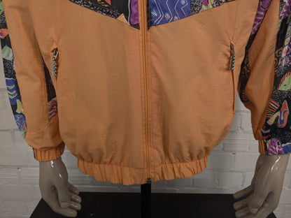 Vintage McPercy sport jack /jas. Oranje & gekleurde vissen print. Maat XL.