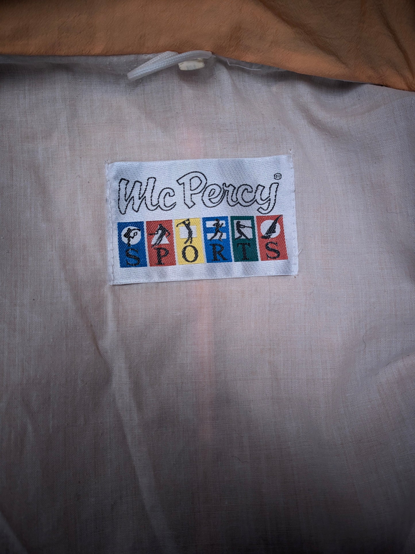 Vintage McPercy sport jack /jas. Oranje & gekleurde vissen print. Maat XL.