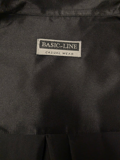 Vintage Basic Line overhemd. Zwart Glanzend. Maat L.