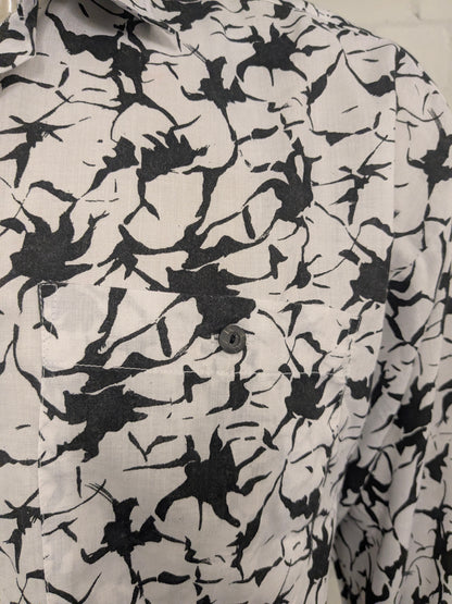 Vintage Southwest overhemd. zwart Witte print. Maat XL.