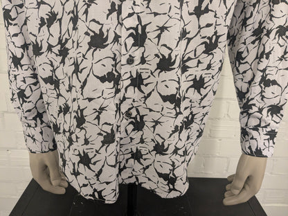 Vintage Southwest overhemd. zwart Witte print. Maat XL.