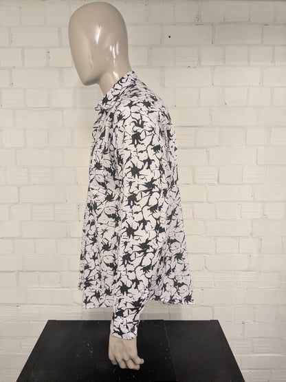 Vintage Southwest overhemd. zwart Witte print. Maat XL.