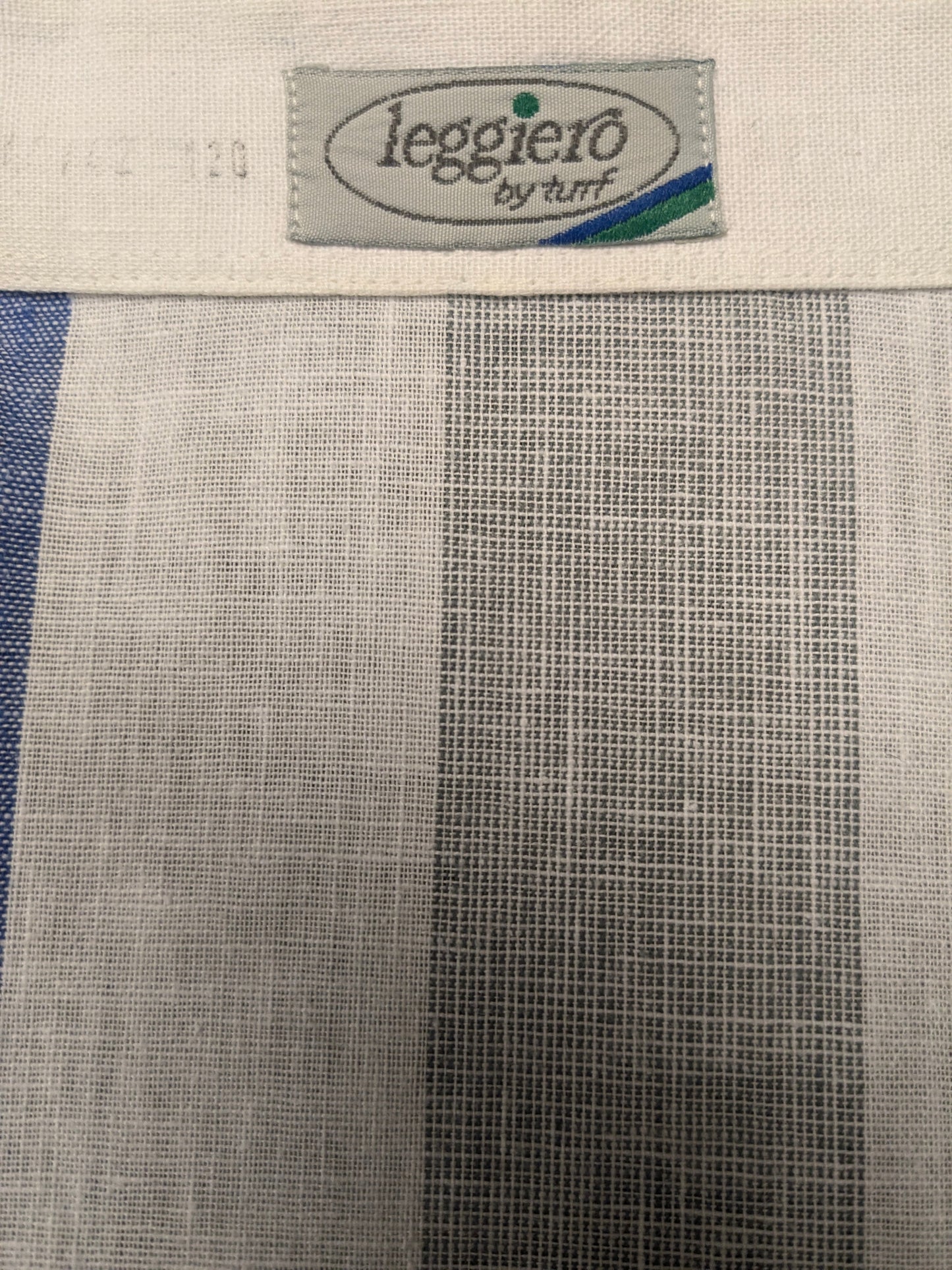 Vintage Leggiero overhemd. Blauw Wit Grijs gestreept. Maat XL.