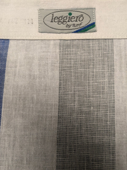 Vintage Leggiero overhemd. Blauw Wit Grijs gestreept. Maat XL.