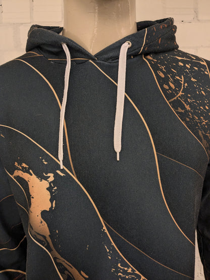 Mr Gugu & Miss Go hoodie. Green Gold colored print. Size XL.