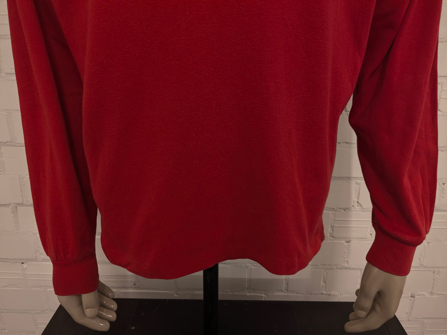 Ralph Lauren polo trui. Rood met geruite kraag. Maat 2XL / XXL.