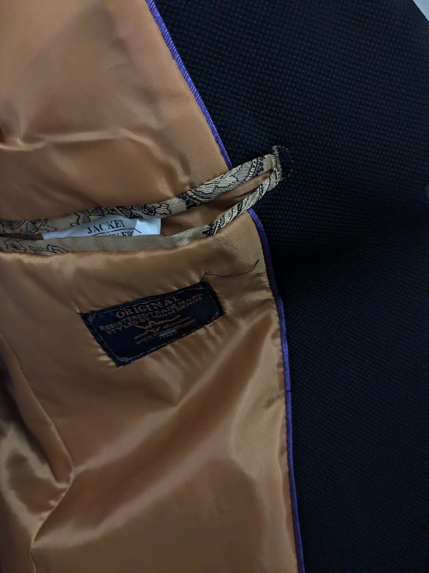 Wam Denim colbert. Zwart motief. Maat 50 / M.