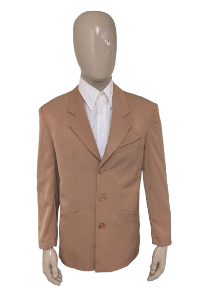 Fantástica chaqueta Vintage Yankees. Color camello claro brillante. Talla 50/M.