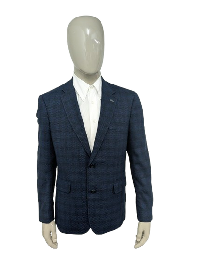 Bartlett colbert. Blauw Zwart motief. Maat 52 / L.