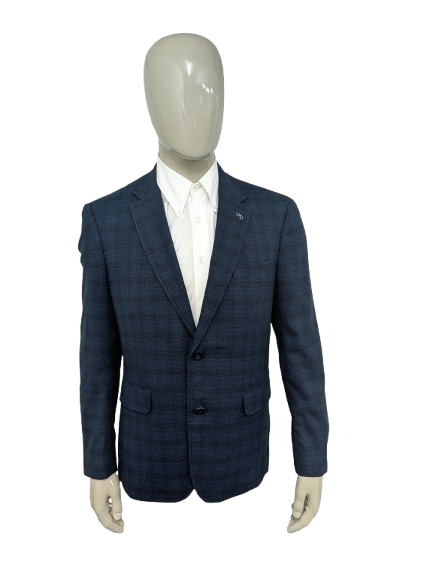 Bartlett colbert. Blauw Zwart motief. Maat 52 / L.