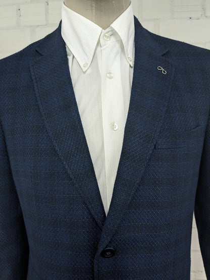 Bartlett colbert. Blauw Zwart motief. Maat 52 / L.