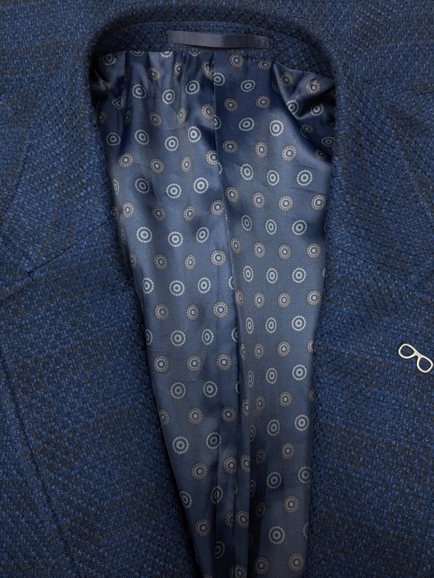 Bartlett colbert. Blauw Zwart motief. Maat 52 / L.