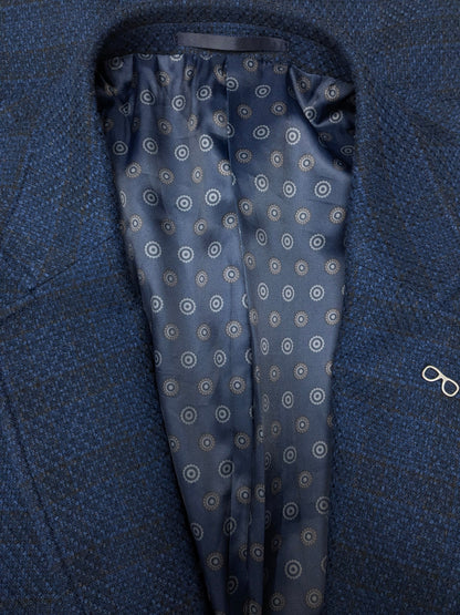 Bartlett colbert. Blauw Zwart motief. Maat 52 / L.