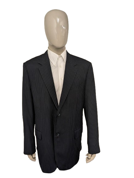 Authentic colbert. Donker Blauw Witte Krijtstreep. Lang model! Maat 60 / XXL / 2XL.