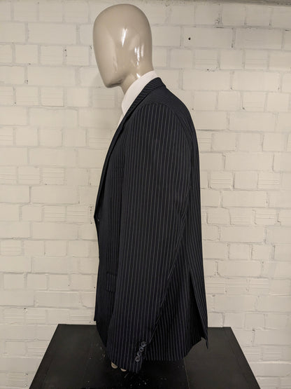 Authentic colbert. Donker Blauw Witte Krijtstreep. Lang model! Maat 60 / XXL / 2XL.