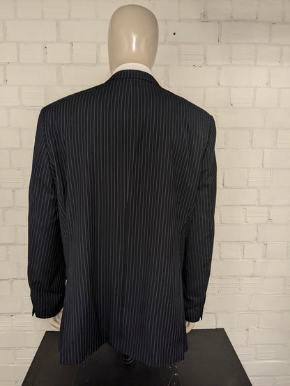 Authentic colbert. Donker Blauw Witte Krijtstreep. Lang model! Maat 60 / XXL / 2XL.