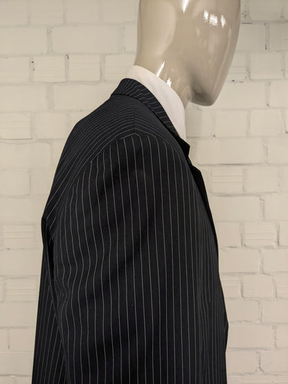 Authentic colbert. Donker Blauw Witte Krijtstreep. Lang model! Maat 60 / XXL / 2XL.