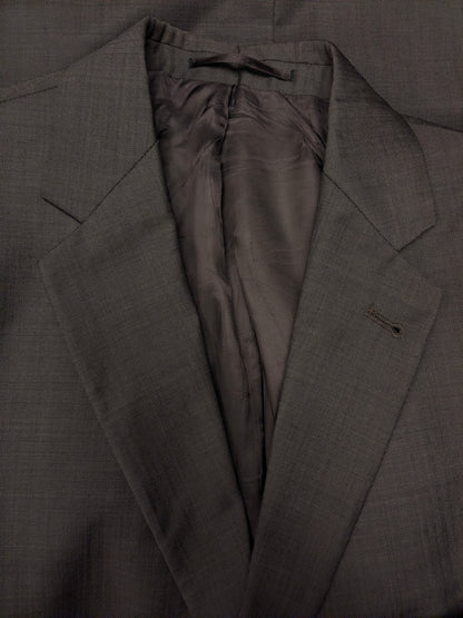 Merkloos Wollen kostuum. Bruin motief. Maat 26 (52 / L).