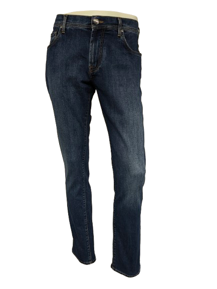 Corneliani ID jeans. Donker Blauw gekleurd. Maat W34 - L36. stretch.