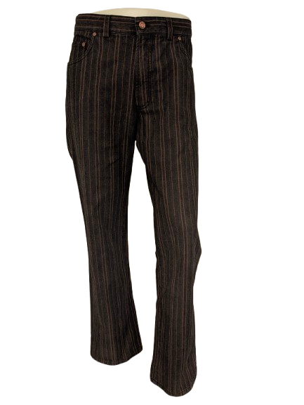 Gardeur broek / pantalon. Bruin Oranje gestreept motief. Maat 52 / L.