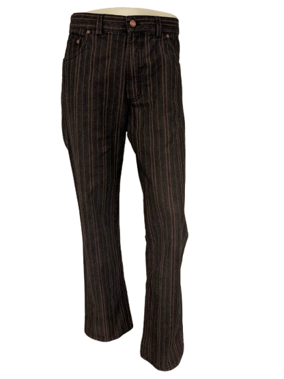 Gardeur broek / pantalon. Bruin Oranje gestreept motief. Maat 52 / L.