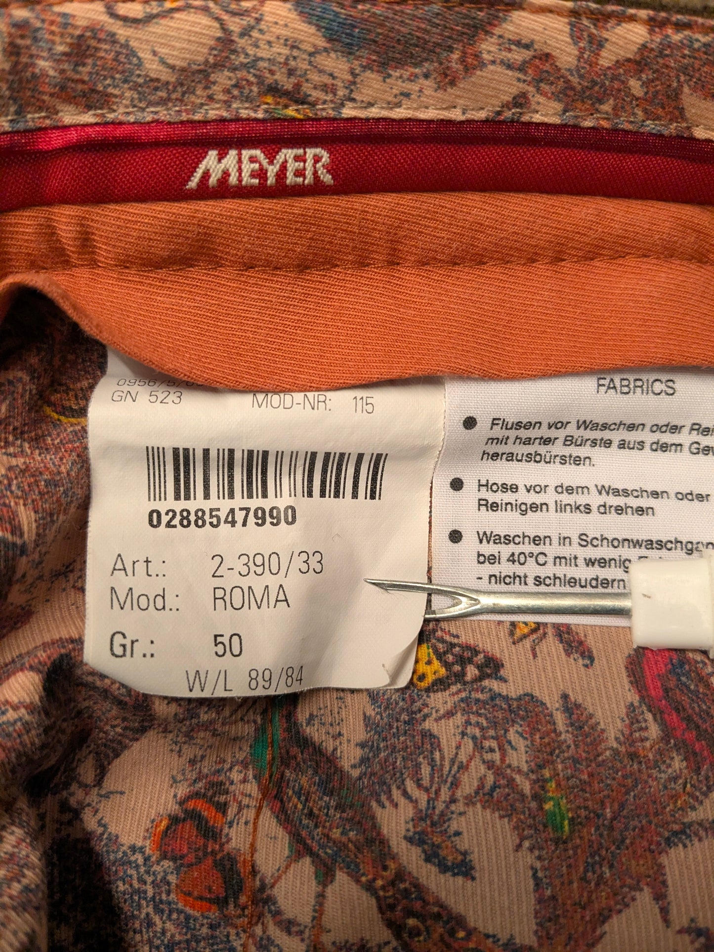 Meyer ribbroek. Dikke rib. Bruin gekleurd. Maat 50 / M. Modern Comfort.