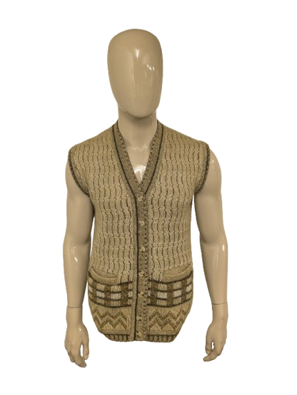 Spencer/cardigan vintage in lana. Verde Beige misto. Taglia M.