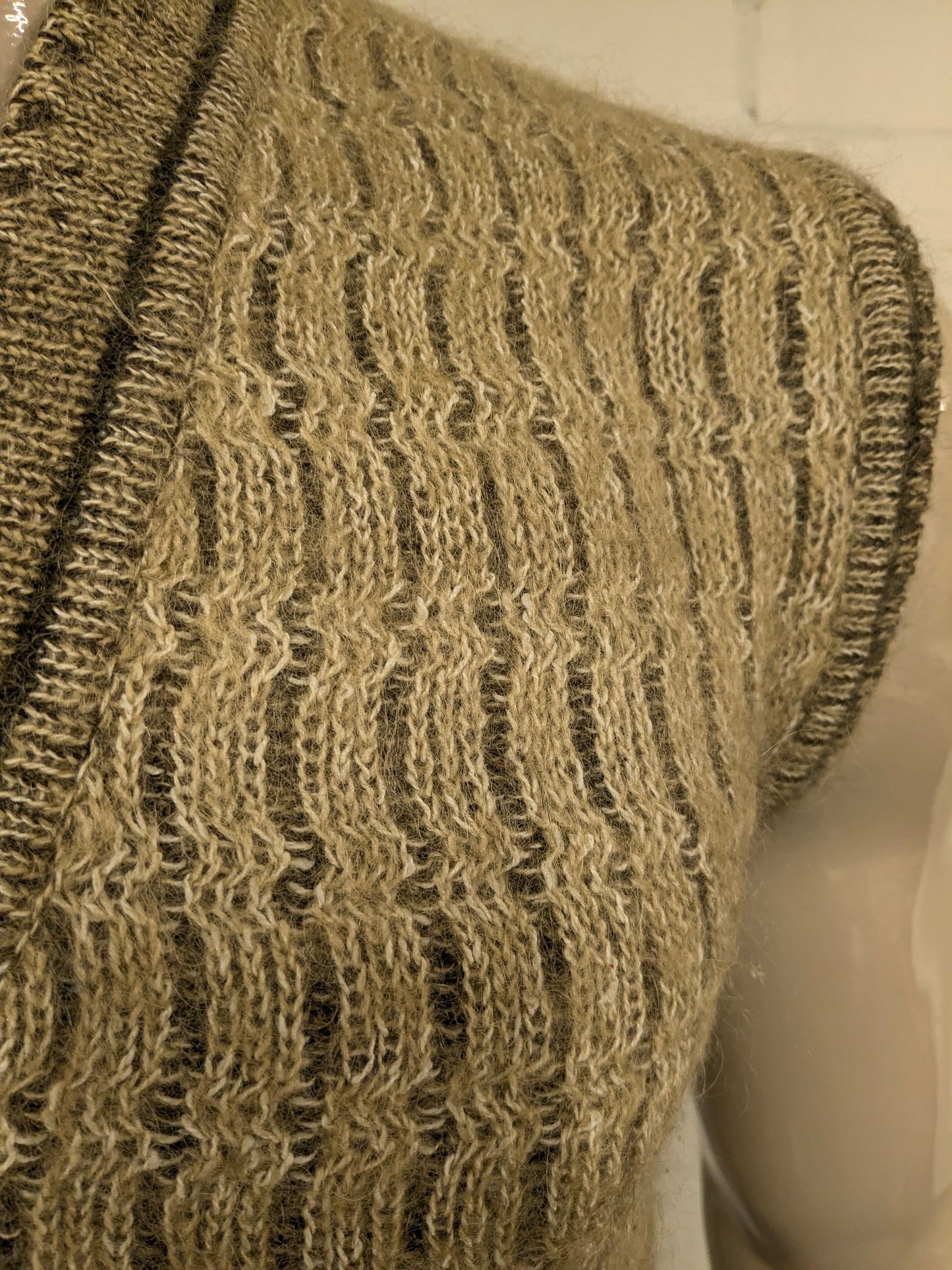 Spencer/cardigan vintage in lana. Verde Beige misto. Taglia M.