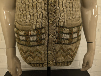 Spencer/cardigan vintage in lana. Verde Beige misto. Taglia M.