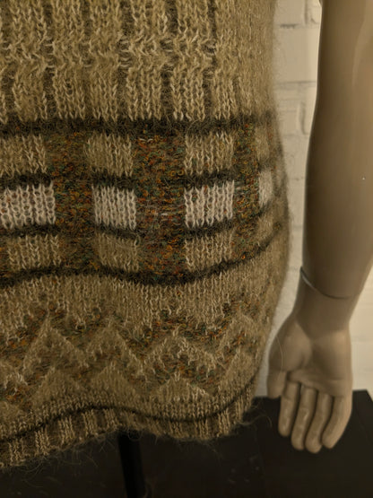 Spencer/cardigan vintage in lana. Verde Beige misto. Taglia M.