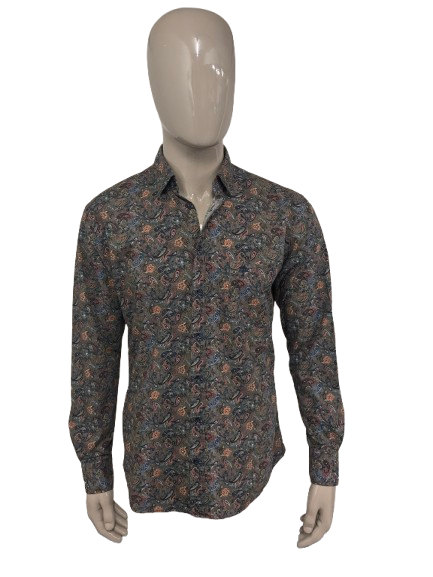 Fynch-Hatton overhemd. Gekleurde paisley print. Maat L.