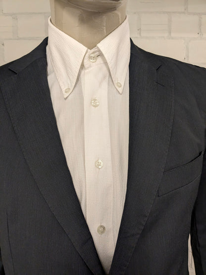 Tommy Hilfiger Tailored kostuum. Grijs Blauw gestreept motief. Maat 52 / L.  super 100's.