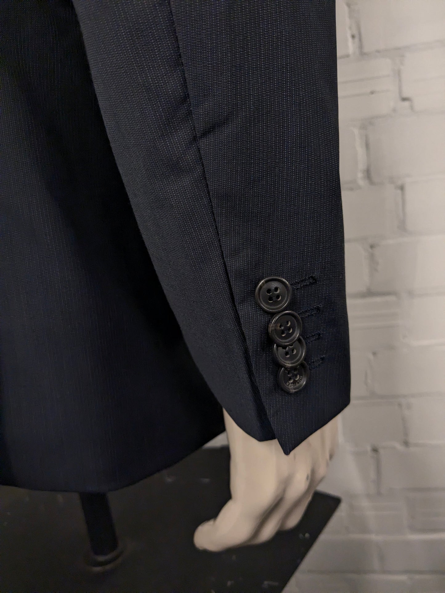 Tommy Hilfiger Tailored kostuum. Grijs Blauw gestreept motief. Maat 52 / L.  super 100's.