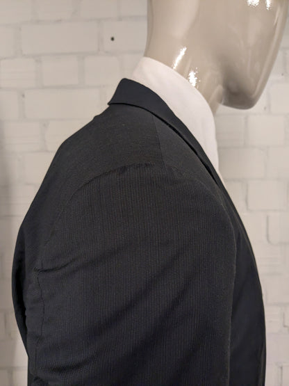 Tommy Hilfiger Tailored kostuum. Grijs Blauw gestreept motief. Maat 52 / L.  super 100's.