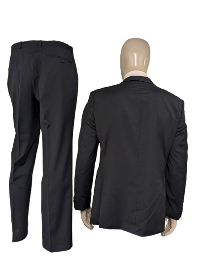 Tommy Hilfiger Tailored kostuum. Grijs Blauw gestreept motief. Maat 52 / L.  super 100's.