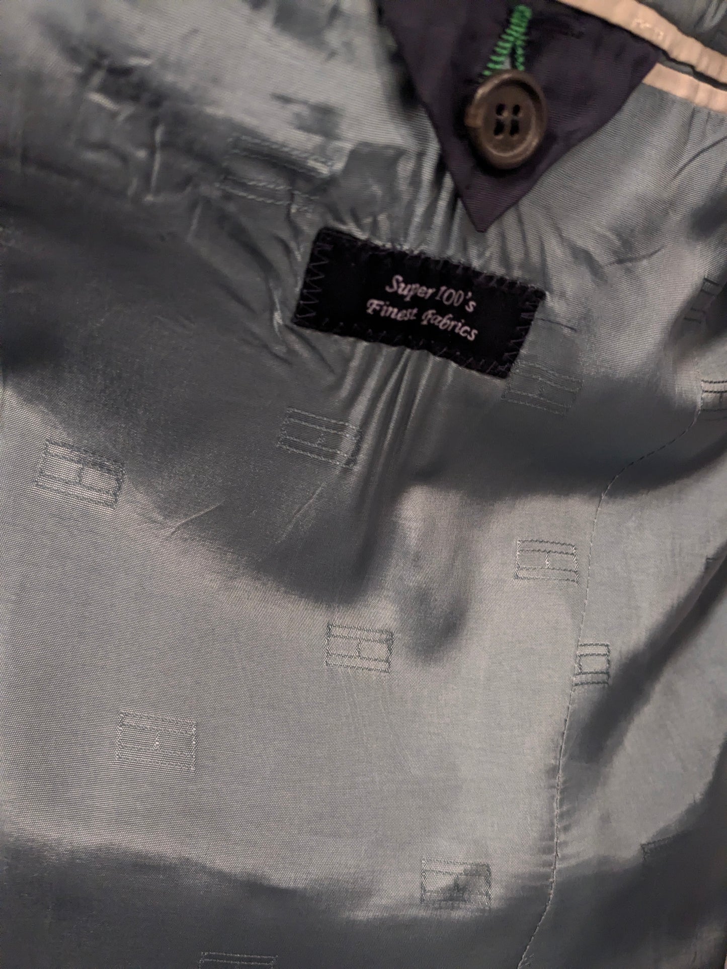 Tommy Hilfiger Tailored kostuum. Grijs Blauw gestreept motief. Maat 52 / L.  super 100's.