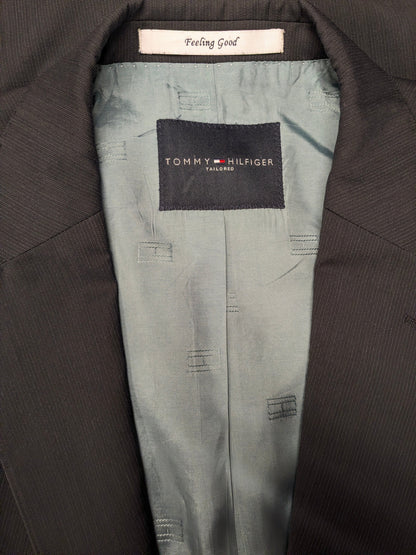 Tommy Hilfiger Tailored kostuum. Grijs Blauw gestreept motief. Maat 52 / L.  super 100's.