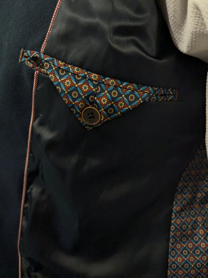 Bartlett colbert. Donker Blauw motief. Maat 27 (54 / L)