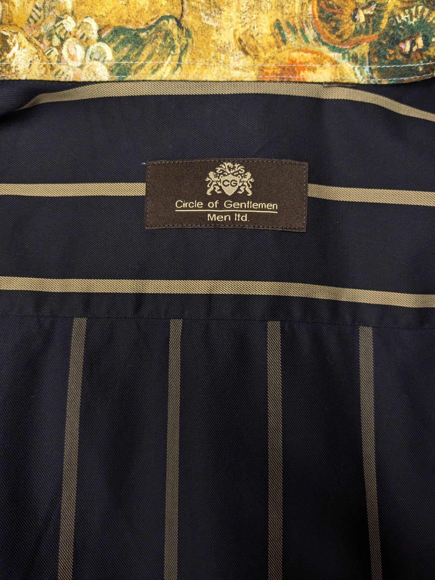 Circle of Gentlemen overhemd. Donker Blauw Bruin gestreept. Maat L.