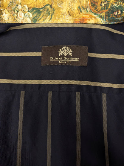 Circle of Gentlemen overhemd. Donker Blauw Bruin gestreept. Maat L.