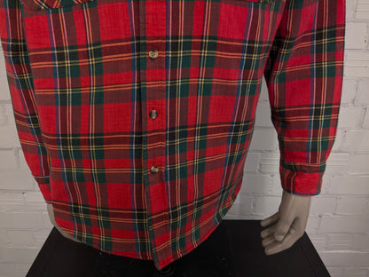 St. John's Bay Flanellen overhemd jack. Licht gevoerd. Rood Geel Groen Blauw geruit. Maat XL / 2XL-XXL.