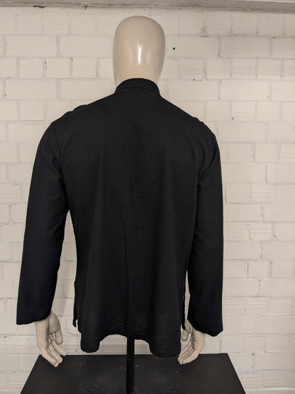 Shuliang Chinees traditioneel Kung Fu overhemd. Zwart met geborduurde draak. Maat L.