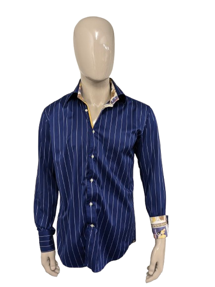 Circle of Gentlemen overhemd. Blauw Wit gestreept. Maat L.